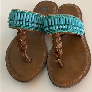 Turquoise beaded sandals